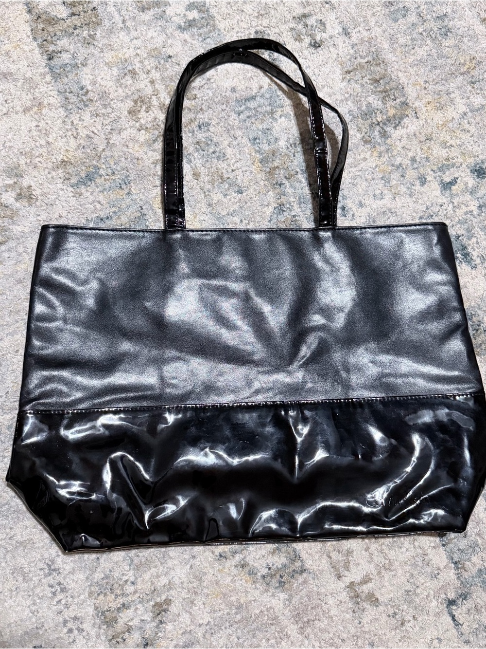 Classic Calvin Klein Black Tote Bag with Patent Trim